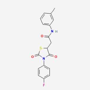 molecular formula C18H15FN2O3S B2446495 2-[3-(4-氟苯基)-2,4-二氧代-1,3-噻唑烷-5-基]-N-(3-甲基苯基)乙酰胺 CAS No. 924829-15-2