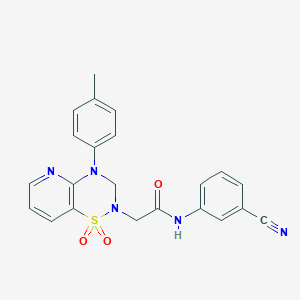 molecular formula C22H19N5O3S B2446499 N-(3-cyanophenyl)-2-(1,1-dioxido-4-(p-tolyl)-3,4-dihydro-2H-pyrido[2,3-e][1,2,4]thiadiazin-2-yl)acetamide CAS No. 1251678-97-3