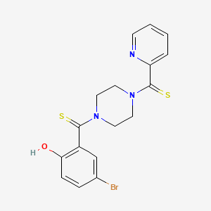 molecular formula C17H16BrN3OS2 B2446510 (5-Bromo-2-hydroxyphenyl)(4-(pyridine-2-carbonothioyl)piperazin-1-yl)methanethione CAS No. 899748-92-6