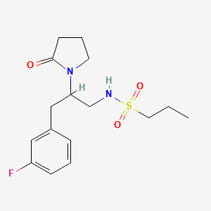 molecular formula C16H23FN2O3S B2446511 N-(3-(3-fluorophenyl)-2-(2-oxopyrrolidin-1-yl)propyl)propane-1-sulfonamide CAS No. 1421459-66-6