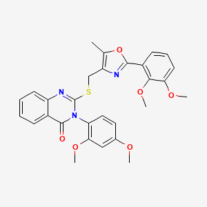 molecular formula C29H27N3O6S B2446512 3-(2,4-dimethoxyphenyl)-2-(((2-(2,3-dimethoxyphenyl)-5-methyloxazol-4-yl)methyl)thio)quinazolin-4(3H)-one CAS No. 1114656-15-3