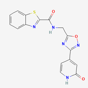 molecular formula C16H11N5O3S B2446517 N-((3-(2-oxo-1,2-dihydropyridin-4-yl)-1,2,4-oxadiazol-5-yl)methyl)benzo[d]thiazole-2-carboxamide CAS No. 2034368-22-2