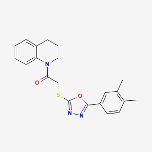 molecular formula C21H21N3O2S B2446518 1-(3,4-dihydroquinolin-1(2H)-yl)-2-((5-(3,4-dimethylphenyl)-1,3,4-oxadiazol-2-yl)thio)ethanone CAS No. 850379-56-5