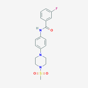 molecular formula C18H20FN3O3S B244652 3-fluoro-N-{4-[4-(methylsulfonyl)-1-piperazinyl]phenyl}benzamide 
