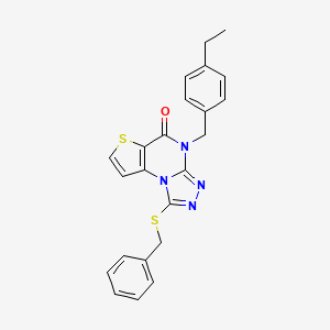 molecular formula C23H20N4OS2 B2446520 1-(苄基硫代)-4-(4-乙基苄基)噻吩并[2,3-e][1,2,4]三唑并[4,3-a]嘧啶-5(4H)-酮 CAS No. 1216652-98-0