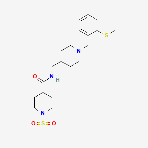 molecular formula C21H33N3O3S2 B2446523 1-(methylsulfonyl)-N-((1-(2-(methylthio)benzyl)piperidin-4-yl)methyl)piperidine-4-carboxamide CAS No. 1235639-18-5