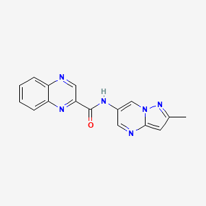 molecular formula C16H12N6O B2446529 N-(2-甲基吡唑并[1,5-a]嘧啶-6-基)喹喔啉-2-甲酰胺 CAS No. 1797718-28-5