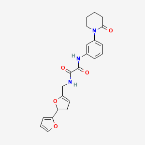 molecular formula C22H21N3O5 B2446536 N1-([2,2'-双呋喃]-5-基甲基)-N2-(3-(2-氧代哌啶-1-基)苯基)草酰胺 CAS No. 2034491-58-0