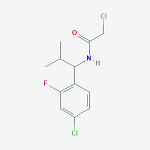 molecular formula C12H14Cl2FNO B2446538 2-Chloro-N-[1-(4-chloro-2-fluorophenyl)-2-methylpropyl]acetamide CAS No. 2411306-13-1