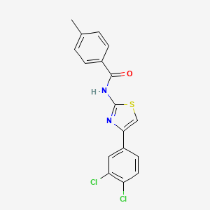 molecular formula C17H12Cl2N2OS B2446544 N-[4-(3,4-二氯苯基)-1,3-噻唑-2-基]-4-甲基苯甲酰胺 CAS No. 312925-39-6