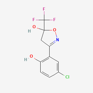 molecular formula C10H7ClF3NO3 B2446546 3-(5-Chloro-2-hydroxyphenyl)-5-(trifluoromethyl)-4,5-dihydroisoxazol-5-ol CAS No. 328285-41-2