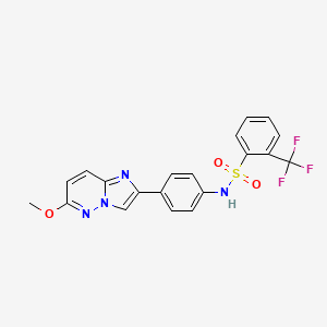 molecular formula C20H15F3N4O3S B2446547 N-(4-(6-methoxyimidazo[1,2-b]pyridazin-2-yl)phenyl)-2-(trifluoromethyl)benzenesulfonamide CAS No. 953223-34-2