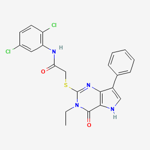molecular formula C22H18Cl2N4O2S B2446548 N-(2,5-dichlorophenyl)-2-((3-ethyl-4-oxo-7-phenyl-4,5-dihydro-3H-pyrrolo[3,2-d]pyrimidin-2-yl)thio)acetamide CAS No. 1260944-21-5