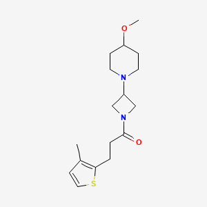 molecular formula C17H26N2O2S B2446549 1-(3-(4-甲氧基哌啶-1-基)氮杂环丁-1-基)-3-(3-甲基噻吩-2-基)丙-1-酮 CAS No. 2034359-20-9