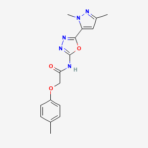 molecular formula C16H17N5O3 B2446552 N-(5-(1,3-dimethyl-1H-pyrazol-5-yl)-1,3,4-oxadiazol-2-yl)-2-(p-tolyloxy)acetamide CAS No. 1170550-45-4