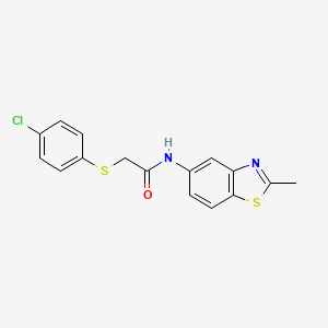 molecular formula C16H13ClN2OS2 B2446581 2-((4-chlorophenyl)thio)-N-(2-methylbenzo[d]thiazol-5-yl)acetamide CAS No. 895469-47-3