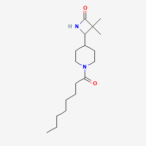 molecular formula C18H32N2O2 B2446583 3,3-Dimethyl-4-(1-octanoylpiperidin-4-yl)azetidin-2-one CAS No. 2094148-08-8