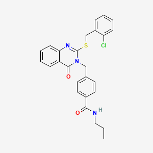 molecular formula C26H24ClN3O2S B2446601 4-((2-((2-chlorobenzyl)thio)-4-oxoquinazolin-3(4H)-yl)methyl)-N-propylbenzamide CAS No. 1115549-00-2