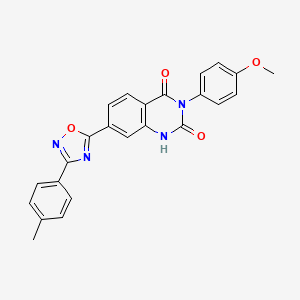 molecular formula C24H18N4O4 B2446611 3-(4-methoxyphenyl)-7-(3-(p-tolyl)-1,2,4-oxadiazol-5-yl)quinazoline-2,4(1H,3H)-dione CAS No. 1326807-14-0