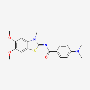 molecular formula C19H21N3O3S B2446621 N-[(2Z)-5,6-dimethoxy-3-methyl-2,3-dihydro-1,3-benzothiazol-2-ylidene]-4-(dimethylamino)benzamide CAS No. 895441-51-7