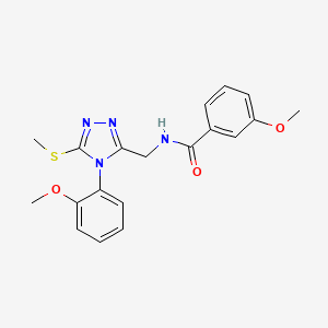 molecular formula C19H20N4O3S B2446633 3-methoxy-N-[[4-(2-methoxyphenyl)-5-methylsulfanyl-1,2,4-triazol-3-yl]methyl]benzamide CAS No. 391918-75-5