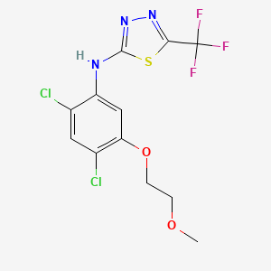 molecular formula C12H10Cl2F3N3O2S B2446643 N-[2,4-dichloro-5-(2-methoxyethoxy)phenyl]-5-(trifluoromethyl)-1,3,4-thiadiazol-2-amine CAS No. 866051-72-1