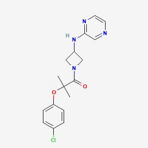 molecular formula C17H19ClN4O2 B2446645 2-(4-Chlorophenoxy)-2-methyl-1-(3-(pyrazin-2-ylamino)azetidin-1-yl)propan-1-one CAS No. 2194849-73-3