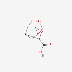 molecular formula C9H10O4 B2446661 5,9-Dioxatetracyclo[4.4.0.0^{2,4}.0^{3,7}]decane-4-carboxylic acid CAS No. 135922-85-9