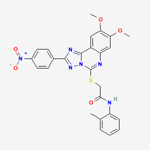 molecular formula C26H22N6O5S B2446668 2-((8,9-二甲氧基-2-(4-硝基苯基)-[1,2,4]三唑并[1,5-c]喹唑啉-5-基)硫代)-N-(邻甲苯基)乙酰胺 CAS No. 902594-38-1