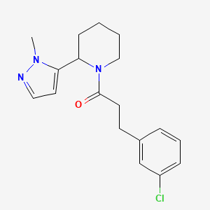 molecular formula C18H22ClN3O B2446669 3-(3-chlorophenyl)-1-[2-(1-methyl-1H-pyrazol-5-yl)piperidin-1-yl]propan-1-one CAS No. 2320503-68-0