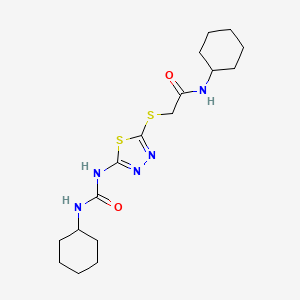 molecular formula C17H27N5O2S2 B2446670 N-cyclohexyl-2-((5-(3-cyclohexylureido)-1,3,4-thiadiazol-2-yl)thio)acetamide CAS No. 898461-94-4