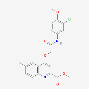 molecular formula C21H19ClN2O5 B2446682 Methyl 4-(2-((3-chloro-4-methoxyphenyl)amino)-2-oxoethoxy)-6-methylquinoline-2-carboxylate CAS No. 1357760-46-3