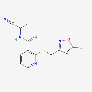 molecular formula C14H14N4O2S B2446700 N-(1-cyanoethyl)-2-{[(5-methyl-1,2-oxazol-3-yl)methyl]sulfanyl}pyridine-3-carboxamide CAS No. 1241516-57-3