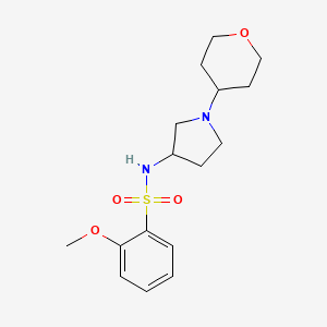 molecular formula C16H24N2O4S B2446706 2-Methoxy-N-[1-(oxan-4-yl)pyrrolidin-3-yl]benzenesulfonamide CAS No. 2415551-57-2