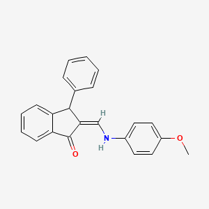 molecular formula C23H19NO2 B2446711 2-[(4-甲氧基苯胺)亚甲基]-3-苯基-1-茚满酮 CAS No. 478260-73-0