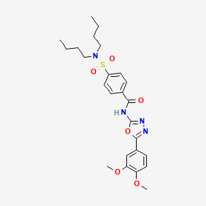 molecular formula C25H32N4O6S B2446737 4-(dibutylsulfamoyl)-N-[5-(3,4-dimethoxyphenyl)-1,3,4-oxadiazol-2-yl]benzamide CAS No. 921096-03-9