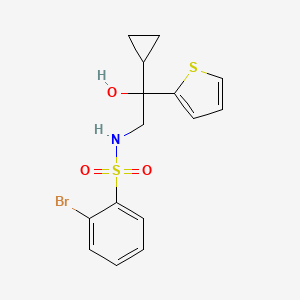 molecular formula C15H16BrNO3S2 B2446738 2-bromo-N-(2-cyclopropyl-2-hydroxy-2-(thiophen-2-yl)ethyl)benzenesulfonamide CAS No. 1448051-44-2