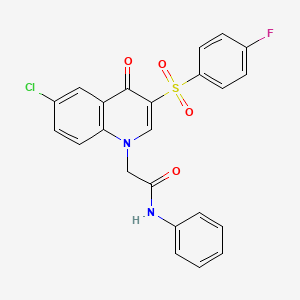 2-[6-chloro-3-(4-fluorophenyl)sulfonyl-4-oxoquinolin-1-yl]-N-phenylacetamide