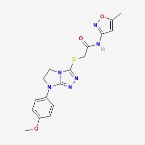 molecular formula C17H18N6O3S B2446741 2-((7-(4-methoxyphenyl)-6,7-dihydro-5H-imidazo[2,1-c][1,2,4]triazol-3-yl)thio)-N-(5-methylisoxazol-3-yl)acetamide CAS No. 921537-53-3