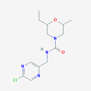 molecular formula C13H19ClN4O2 B2446745 N-[(5-chloropyrazin-2-yl)methyl]-2-ethyl-6-methylmorpholine-4-carboxamide CAS No. 2094704-22-8