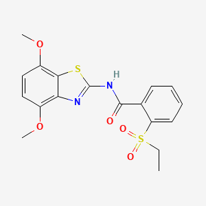 molecular formula C18H18N2O5S2 B2446746 N-(4,7-dimethoxy-1,3-benzothiazol-2-yl)-2-(ethanesulfonyl)benzamide CAS No. 886925-88-8