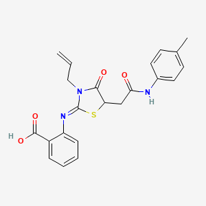 (Z)-2-((3-allyl-4-oxo-5-(2-oxo-2-(p-tolylamino)ethyl)thiazolidin-2-ylidene)amino)benzoic acid