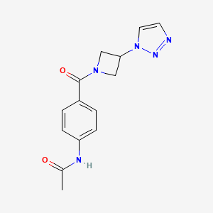 molecular formula C14H15N5O2 B2446759 N-(4-(3-(1H-1,2,3-三唑-1-基)氮杂环丁烷-1-羰基)苯基)乙酰胺 CAS No. 2201653-59-8