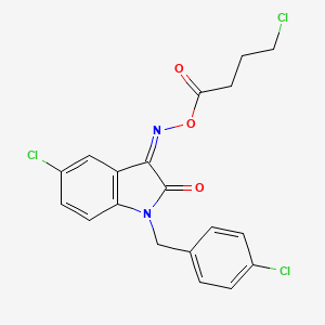 molecular formula C19H15Cl3N2O3 B2446766 5-chloro-1-(4-chlorobenzyl)-3-{[(4-chlorobutanoyl)oxy]imino}-1,3-dihydro-2H-indol-2-one CAS No. 320421-03-2