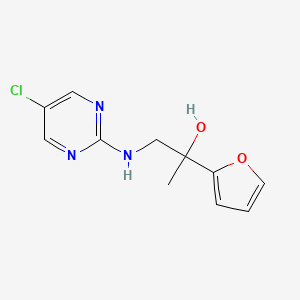 molecular formula C11H12ClN3O2 B2446795 1-[(5-Chloropyrimidin-2-yl)amino]-2-(furan-2-yl)propan-2-ol CAS No. 2380067-64-9