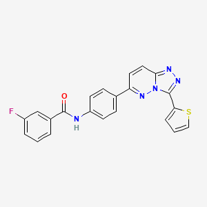 molecular formula C22H14FN5OS B2446807 3-fluoro-N-(4-(3-(thiophen-2-yl)-[1,2,4]triazolo[4,3-b]pyridazin-6-yl)phenyl)benzamide CAS No. 891101-40-9