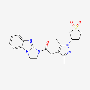 molecular formula C20H23N5O3S B2446808 1-(2,3-dihydro-1H-benzo[d]imidazo[1,2-a]imidazol-1-yl)-2-(1-(1,1-dioxidotetrahydrothiophen-3-yl)-3,5-dimethyl-1H-pyrazol-4-yl)ethanone CAS No. 1207034-57-8