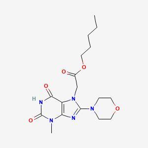 molecular formula C17H25N5O5 B2446818 pentyl 2-(3-methyl-8-morpholino-2,6-dioxo-2,3-dihydro-1H-purin-7(6H)-yl)acetate CAS No. 301355-17-9