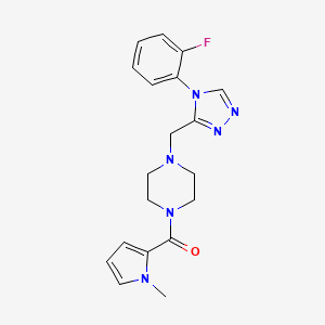 molecular formula C19H21FN6O B2446822 1-{[4-(2-fluorophenyl)-4H-1,2,4-triazol-3-yl]methyl}-4-[(1-methyl-1H-pyrrol-2-yl)carbonyl]piperazine CAS No. 1396678-46-8