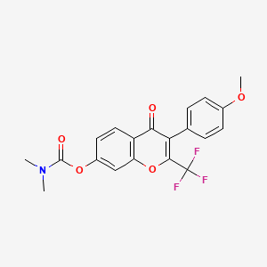 molecular formula C20H16F3NO5 B2446859 3-(4-methoxyphenyl)-4-oxo-2-(trifluoromethyl)-4H-chromen-7-yl dimethylcarbamate CAS No. 848669-80-7
